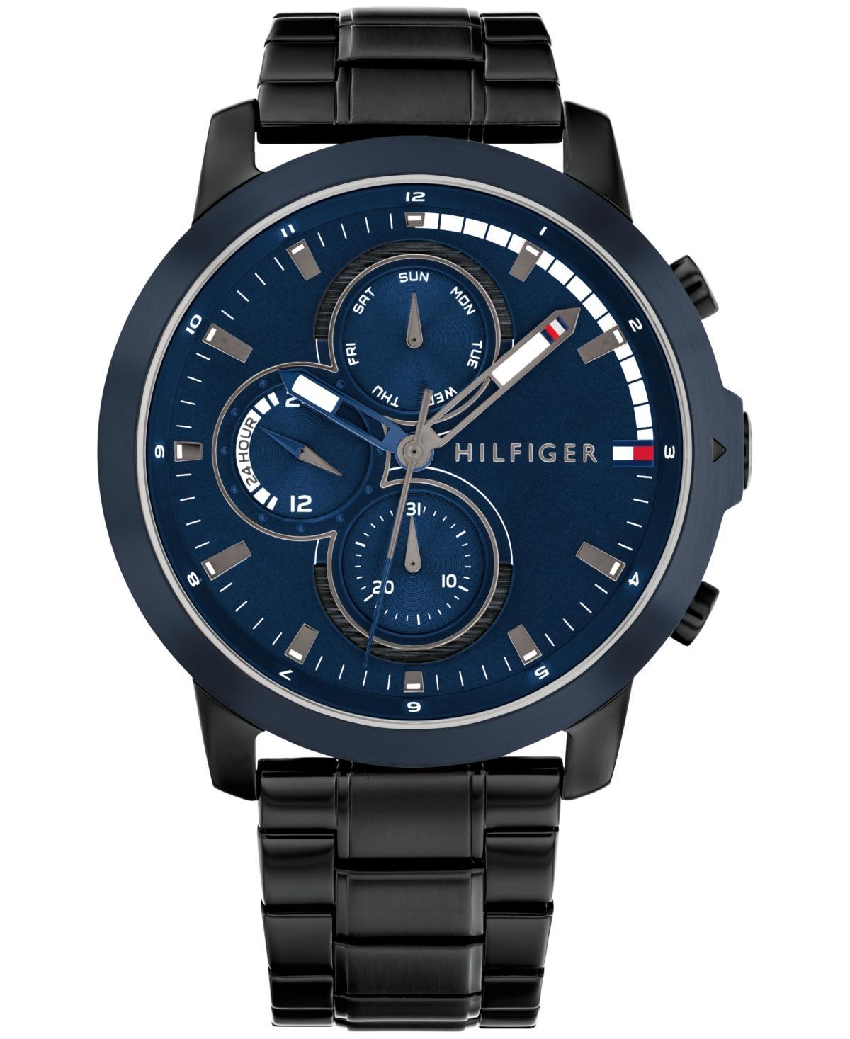 Tommy Hilfiger Mens Multifunction Black Stainless Steel Link Bracelet Watch 46mm - Black Product Image