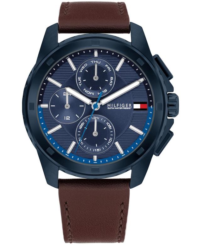 Tommy Hilfiger Mens Quartz Brown Leather Watch 44mm - Blue Product Image