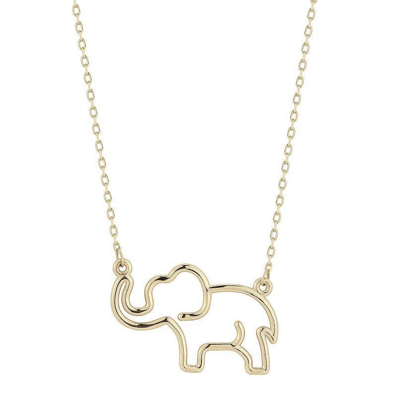 LUMINOR GOLD 14k Gold Open Elephant Necklace, Womens Yellow Product Image