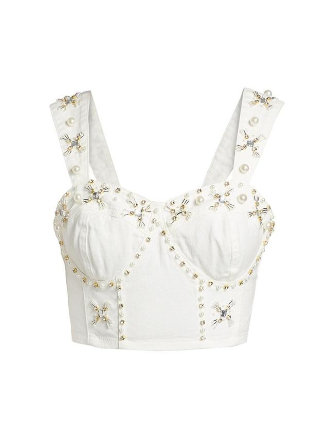 Womens Embellished Denim Bustier Top Product Image