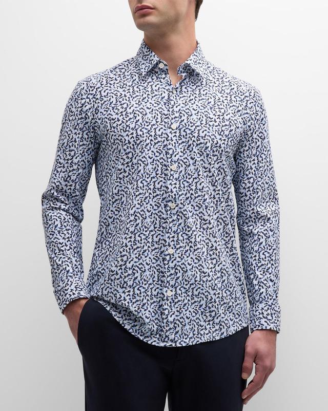 Mens Cotton-Stretch Printed Sport Shirt Product Image