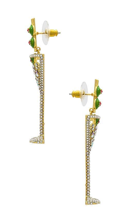 BaubleBar Pimento Memento Martini Earrings in Metallic Gold. Product Image