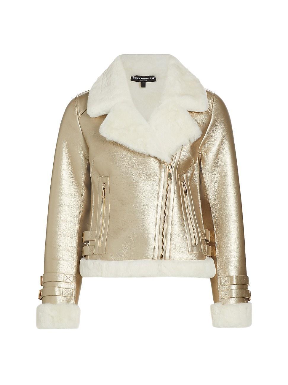 Womens Dion Metallic Moto Jacket Product Image