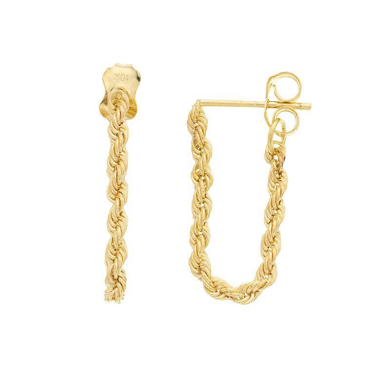 Au Naturale 10k Gold Dangle Rope Chain Earrings, Womens, Yellow Product Image