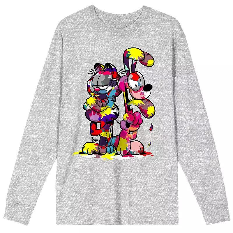 Mens Garfield Paint-Covered Odie & Garfield Long Sleeve Tee Product Image