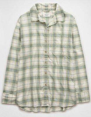 AE Oversized Plaid Flannel Shirt Product Image