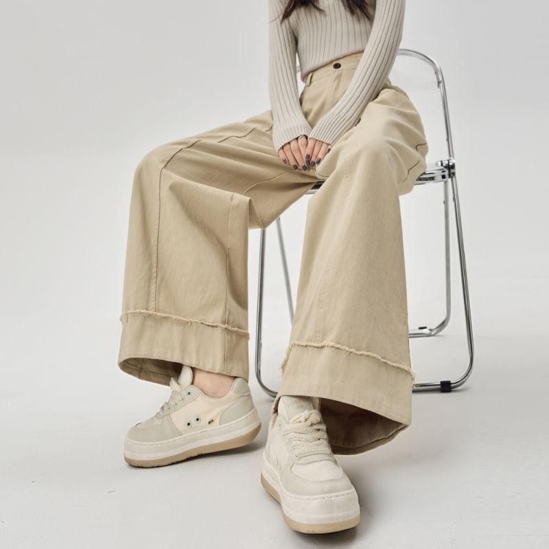 High Waist Plain Wide Leg Dress Pants Product Image