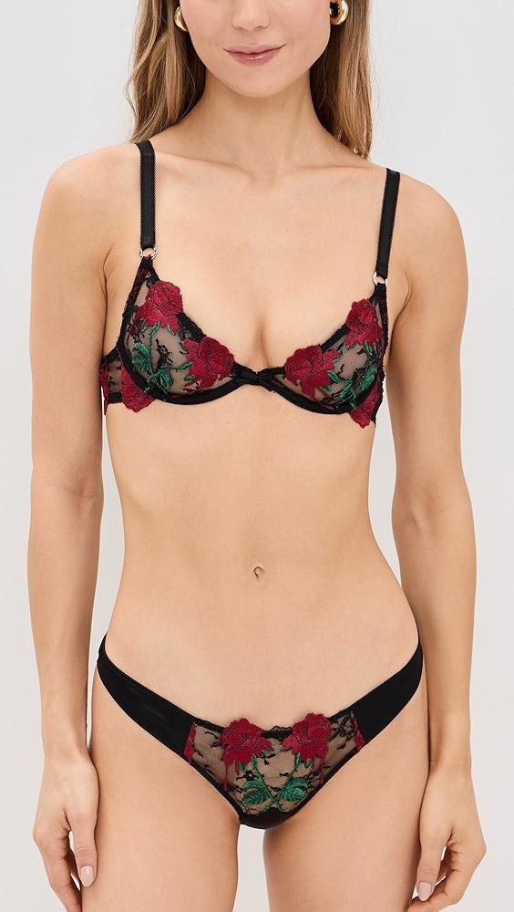 Fleur du Mal Bleeding Rose Embroidery Thong | Shopbop Product Image