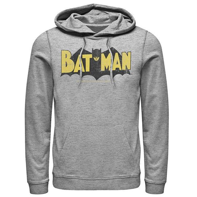 Mens DC Comics Batman Large Block Text Logo Hoodie Med Grey Product Image