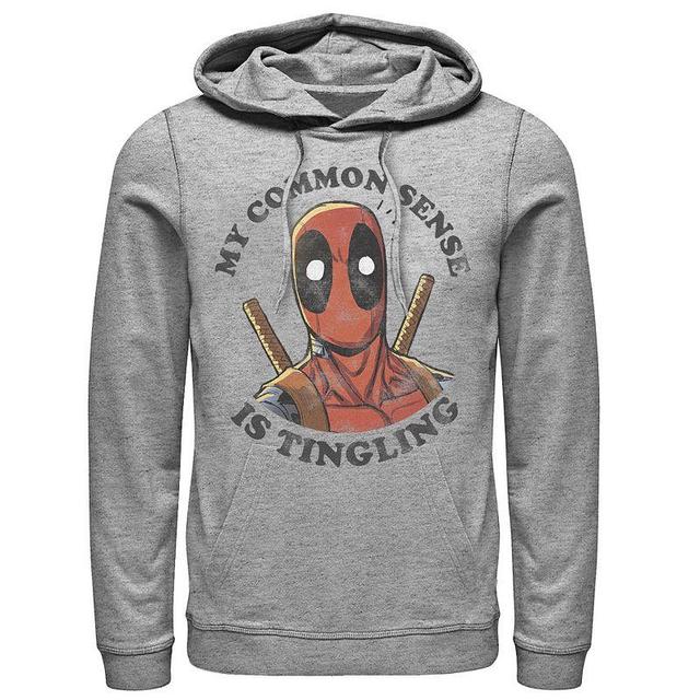 Mens Marvel Deadpool Common Sense is Tingling Hoodie Athletic Grey Product Image