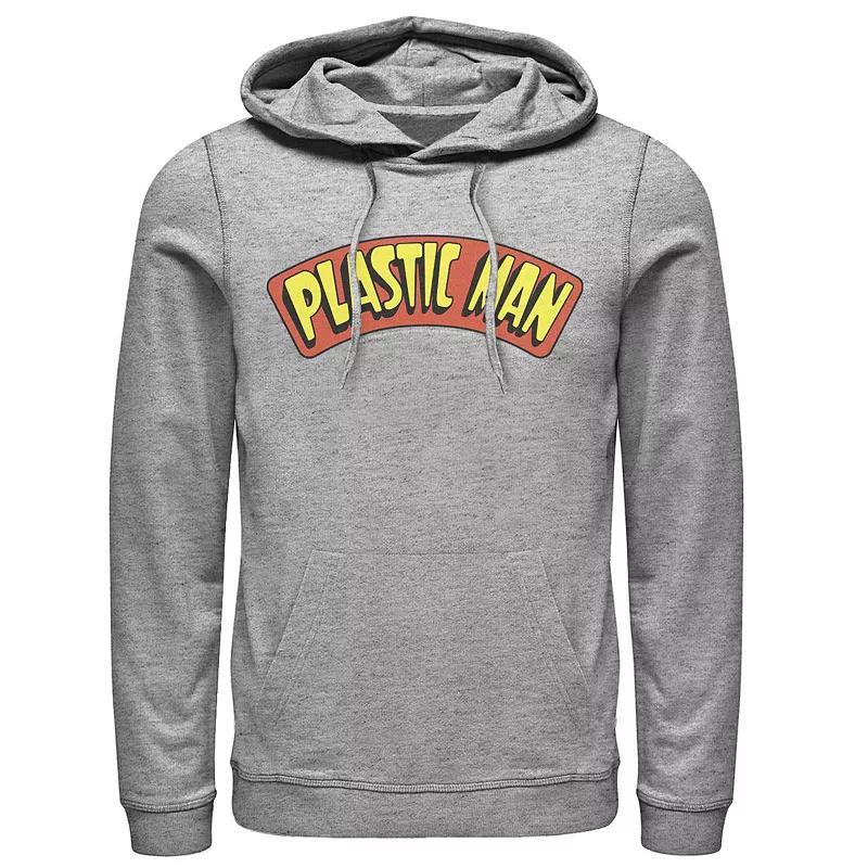 Mens DC Comics Plastic Man Text Logo Poster Hoodie Athletic Grey Product Image