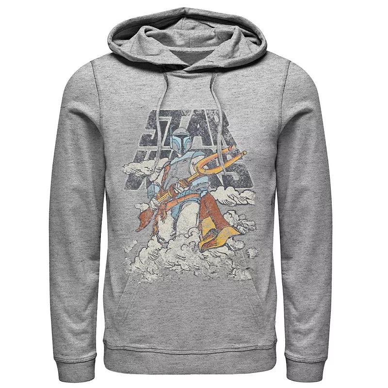 Mens Star Wars Boba Fett Cloudy Logo Stance Graphic Hoodie Athletic Grey Product Image