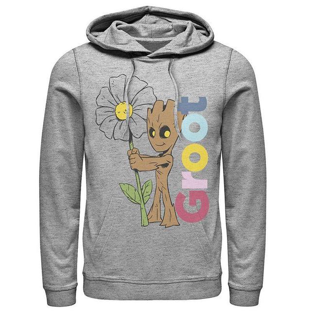 Mens Marvel Guardians Of The Galaxy Groot Flower Portrait Hoodie Athletic Grey Product Image