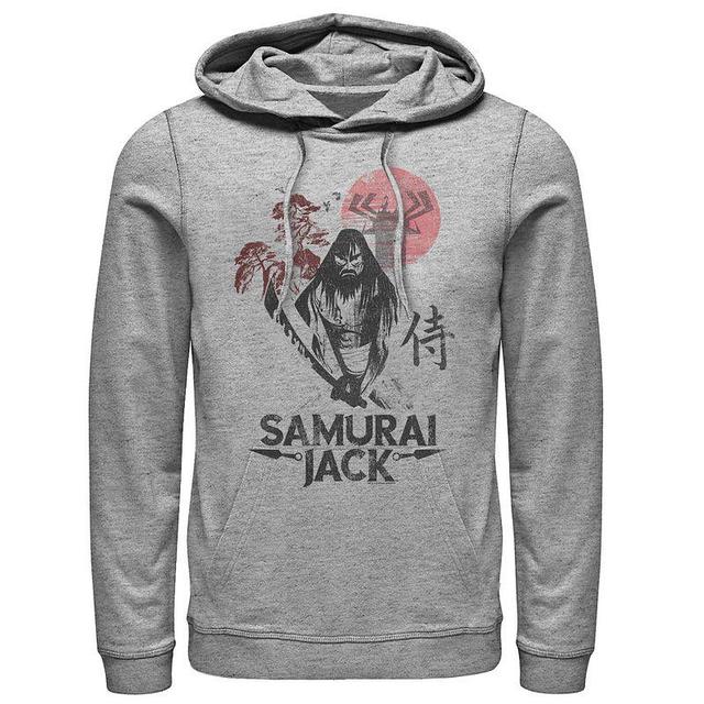 Mens Cartoon Network Samurai Jack Epic Warrior Kanji Art Rock Hoodie Athletic Grey Product Image