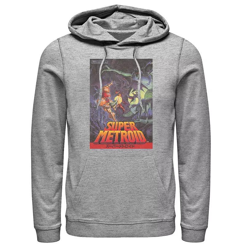 Mens Nintendo Super Meteoroid Pullover Hoodie Athletic Grey Product Image