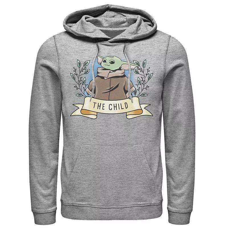 Mens Star Wars The Mandalorian The Child Banner Portrait Hoodie Athletic Grey Product Image