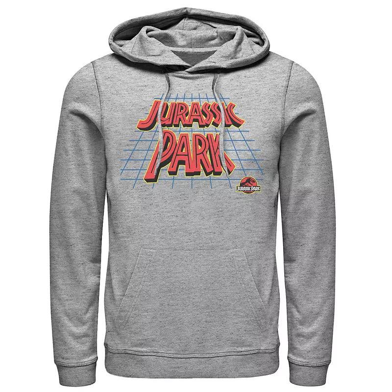 Mens Jurassic Park Tilted Retro Grid Logo Hoodie Dark Grey Product Image