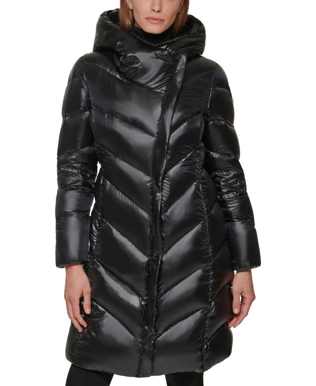 Calvin Klein Womens Faux-Fur-Lined Hooded Down Puffer Coat Product Image