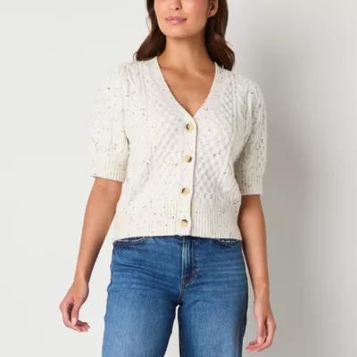 a.n.a Womens Elbow Sleeve Button Open Front Cardigan Product Image