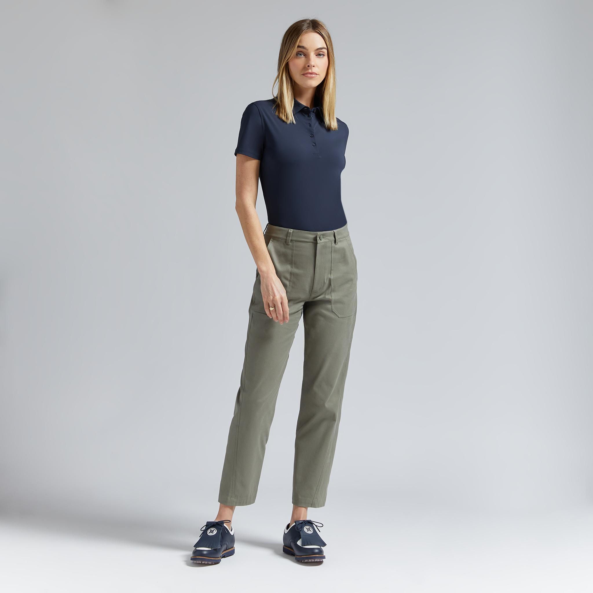 COTTON TWILL HIGH RISE STRAIGHT TAPERED LEG TROUSER Product Image