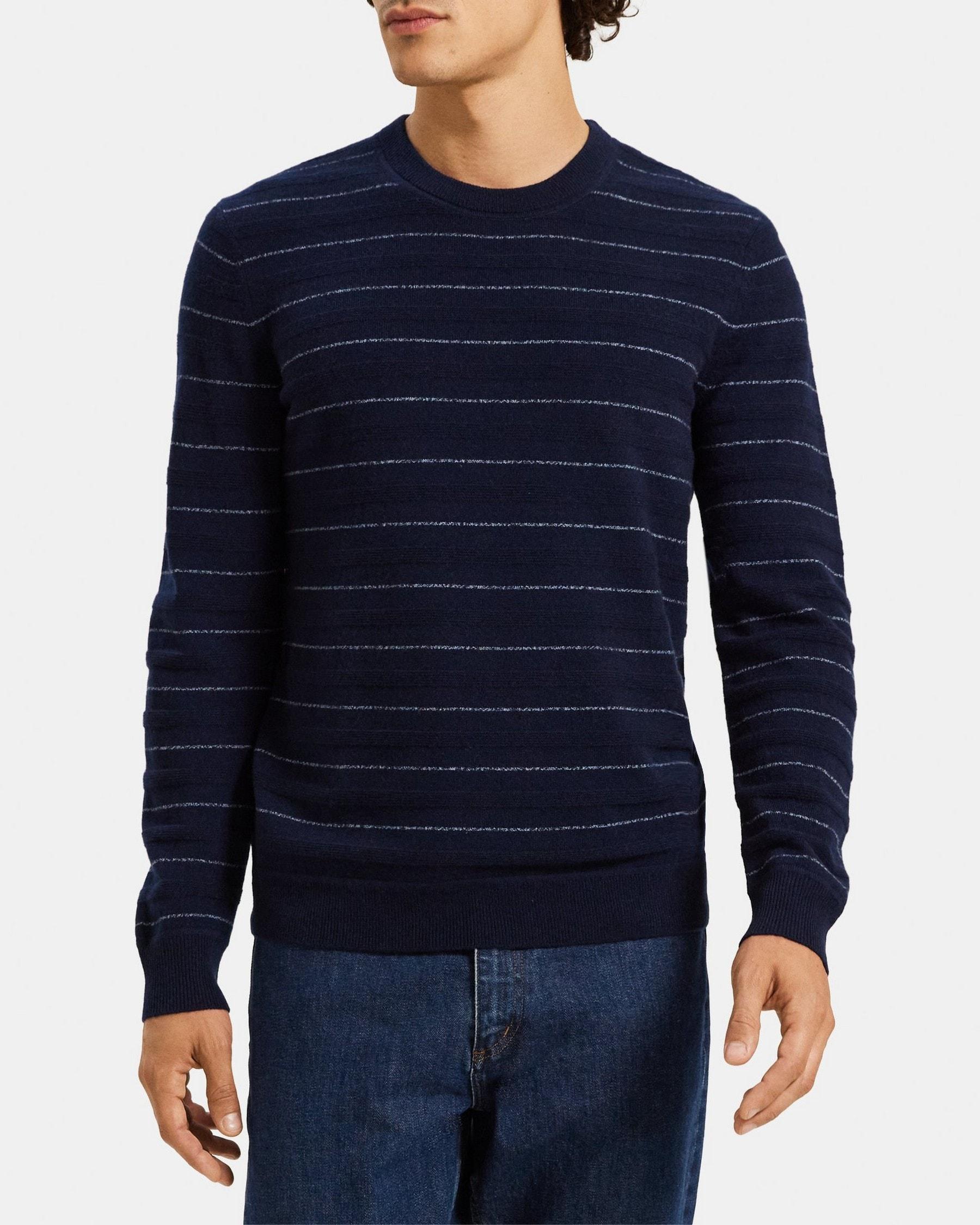 Crewneck Sweater in Striped Cashmere Product Image