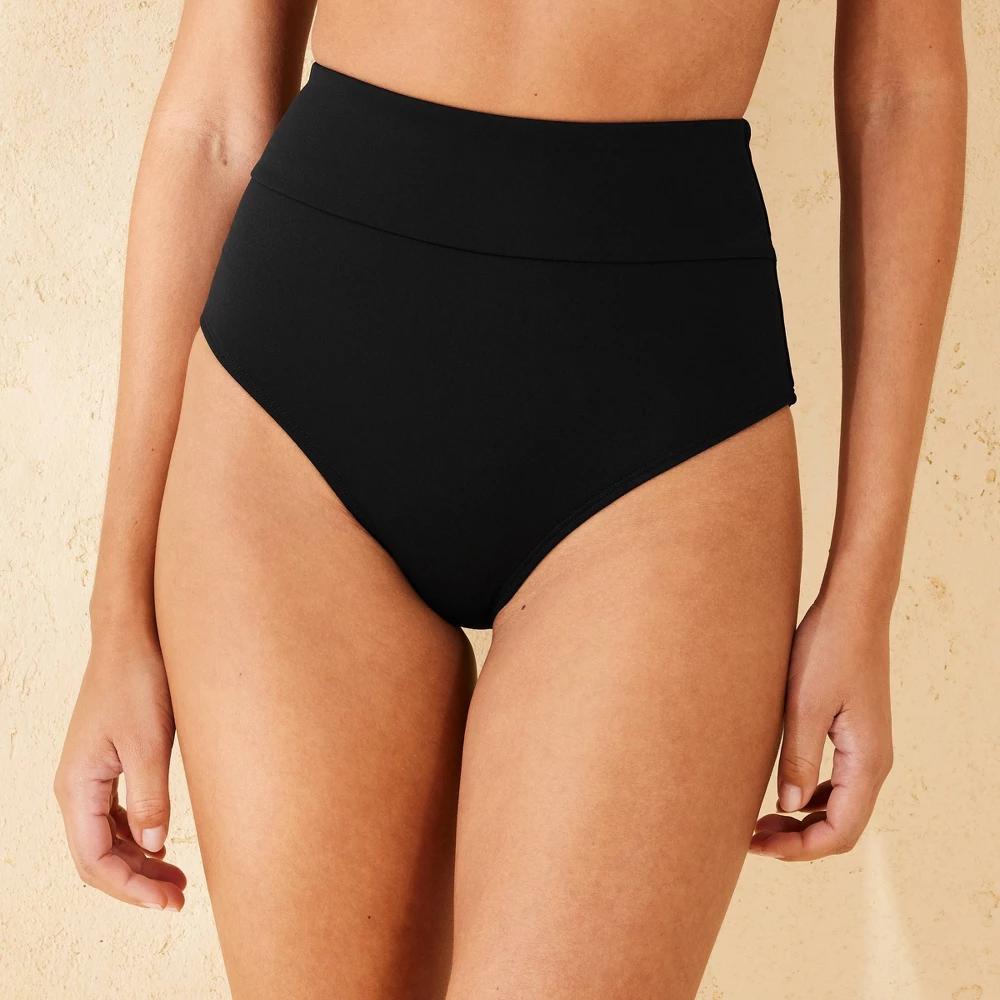 Womens Shaping High Waist Medium Coverage Bikini Bottom - Shade & Shore Black M Product Image