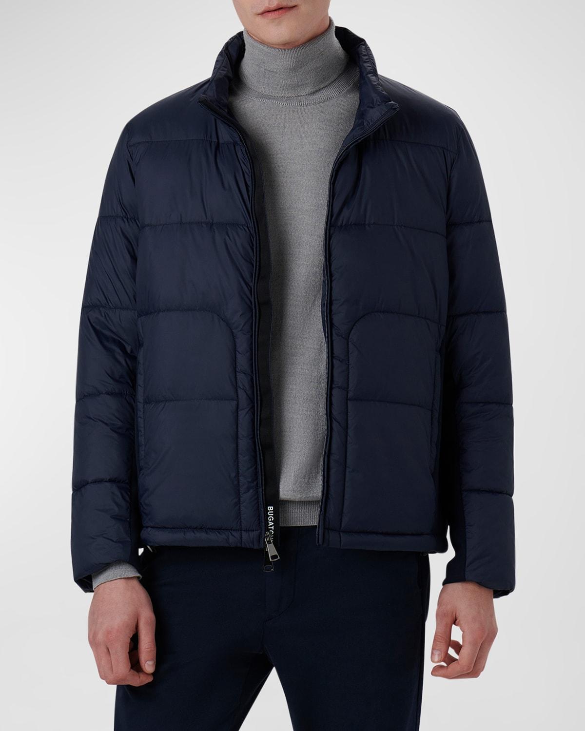 Mens Quilted Bomber Jacket with Stowaway Hood Product Image