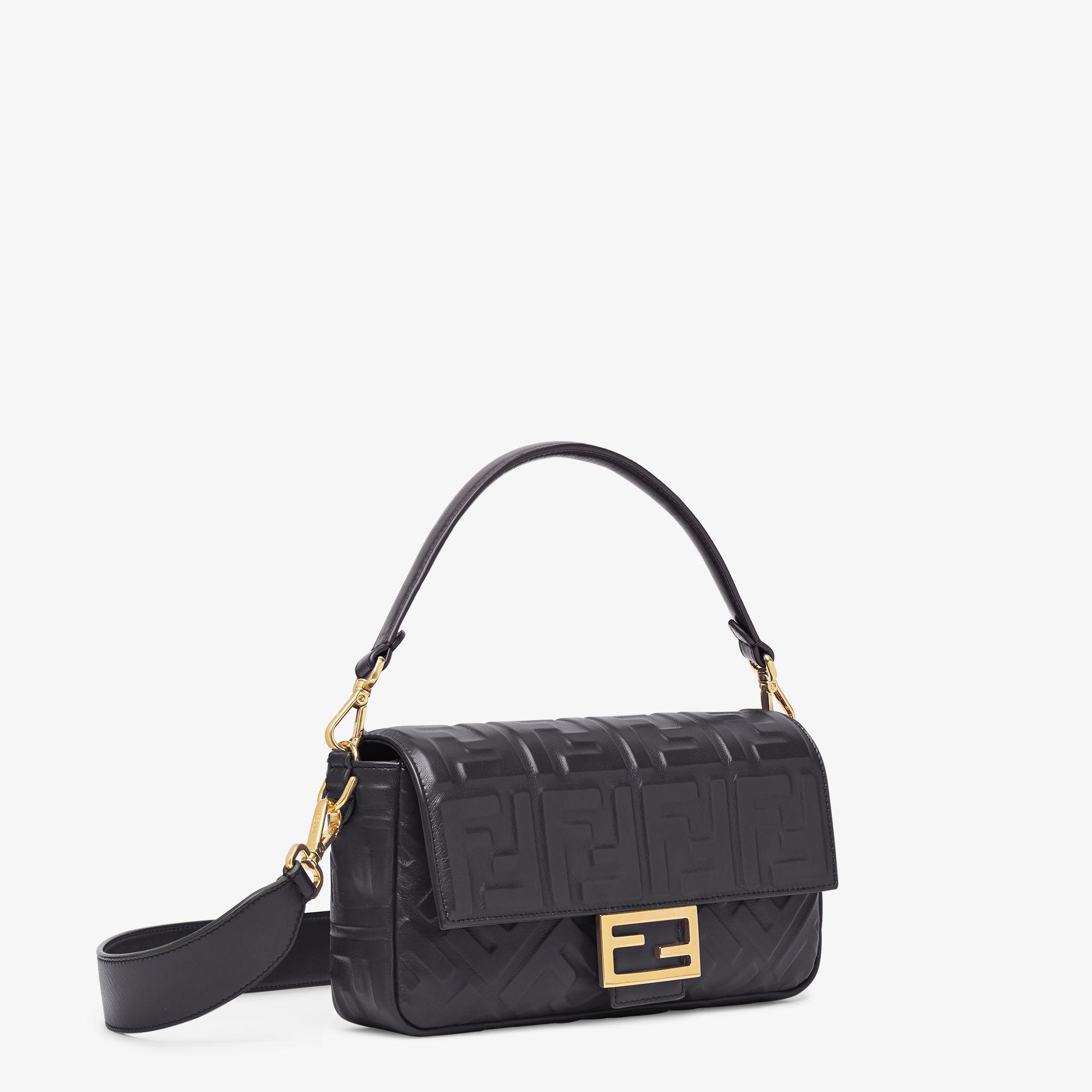 BaguetteBlack nappa leather bag with FF motif Product Image