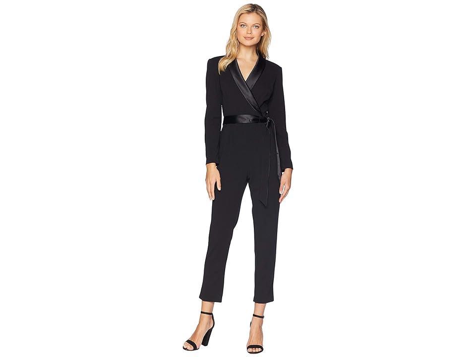 Adrianna Papell Stretch Shawl Collar Neck Long Sleeve Tuxedo Jumpsuit Product Image