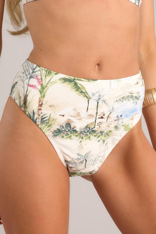 Beachy Keen Ivory Tropical Print Bikini Bottoms Product Image