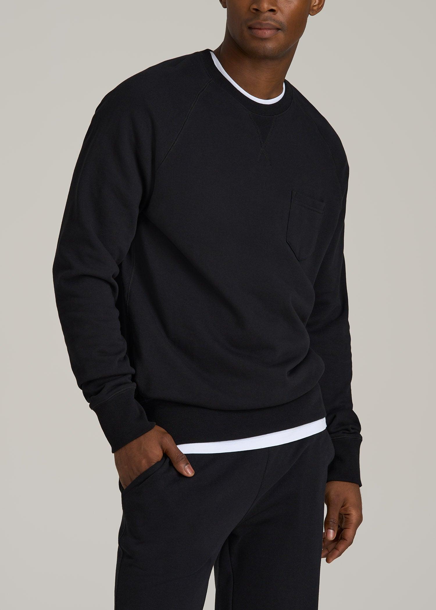 Wearever 2.0 French Terry Crewneck Sweatshirt for Tall Men in Black Male Product Image