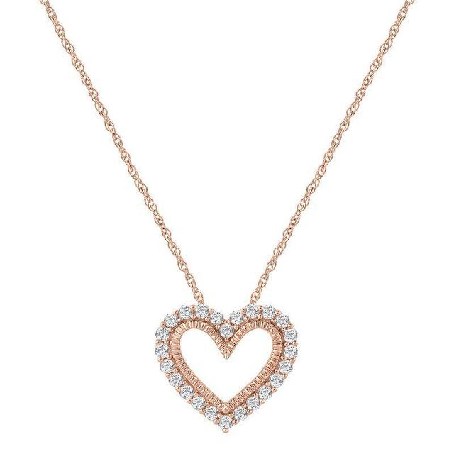 10k Rose Gold 1/5 Carat T.W. Diamond Heart Pendant Necklace, Womens White Product Image