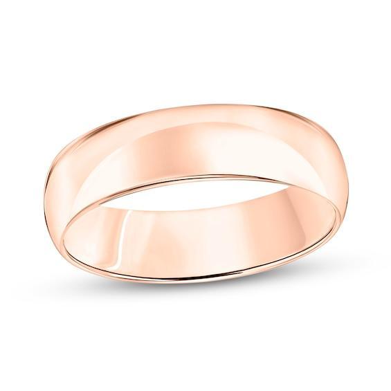 Men's 6.0mm Engravable Low Dome Comfort-Fit Wedding Band in 14K Rose Gold (1 Line) Product Image