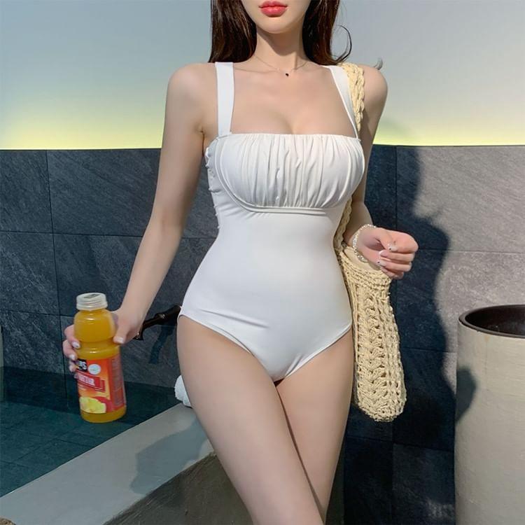 Plain Ruched Swimsuit Product Image