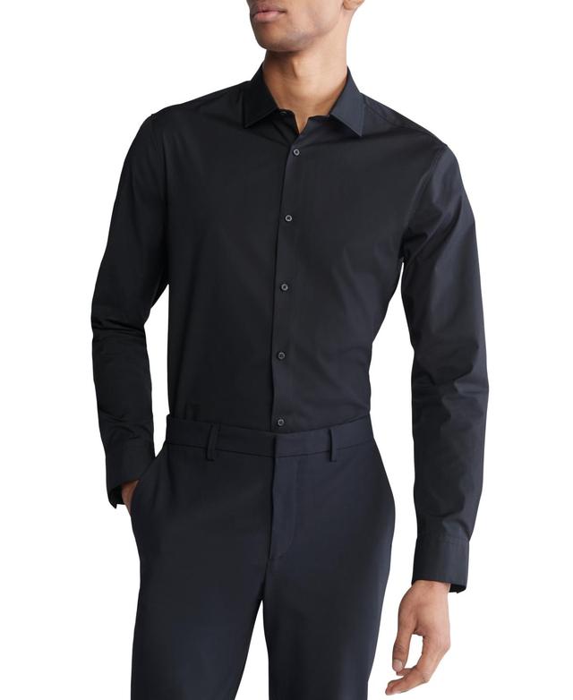 Calvin Klein Mens Slim Fit Supima Stretch Long Sleeve Button-Front Shirt Product Image