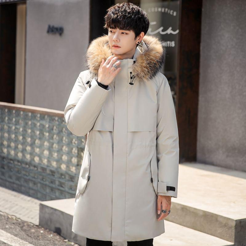 Stand Collar Plain Hood Zip Puffer Coat Product Image