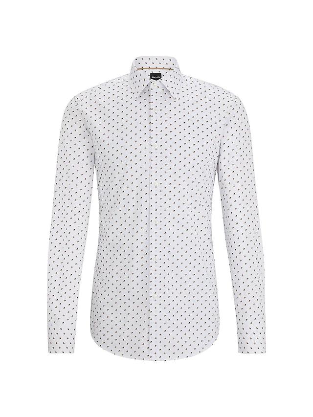 Mens Slim Fit Shirt in Printed Stretch Cotton Product Image