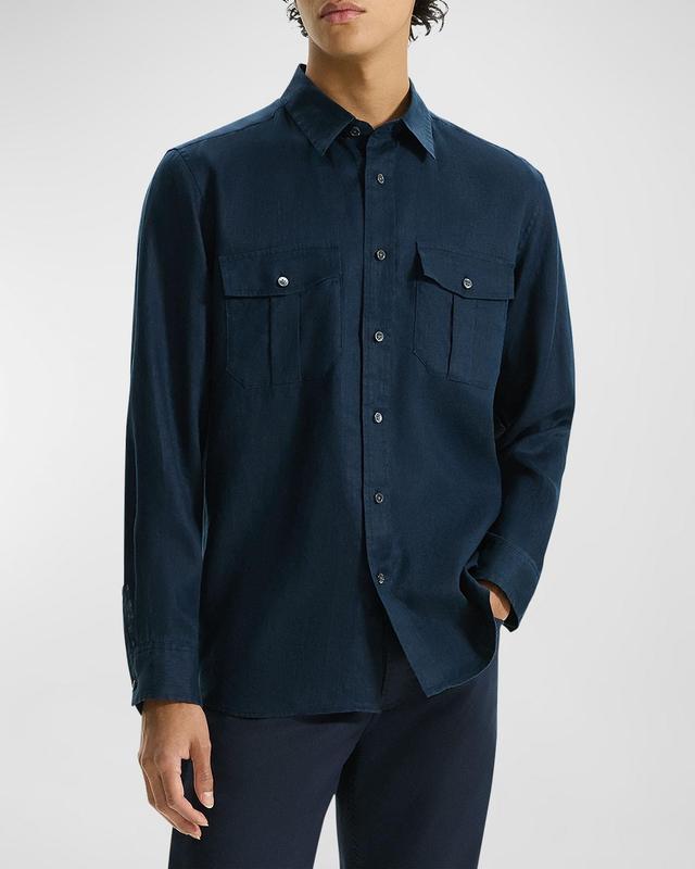 Men's Relaxed Linen Military Shirt Product Image