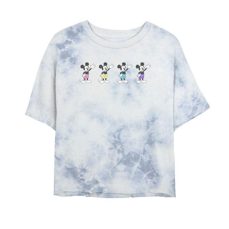 Juniors Disney Mickey And Friends Mickey Mouse Neon Line Up Bombard Wash Crop Graphic Tee, Womens Product Image