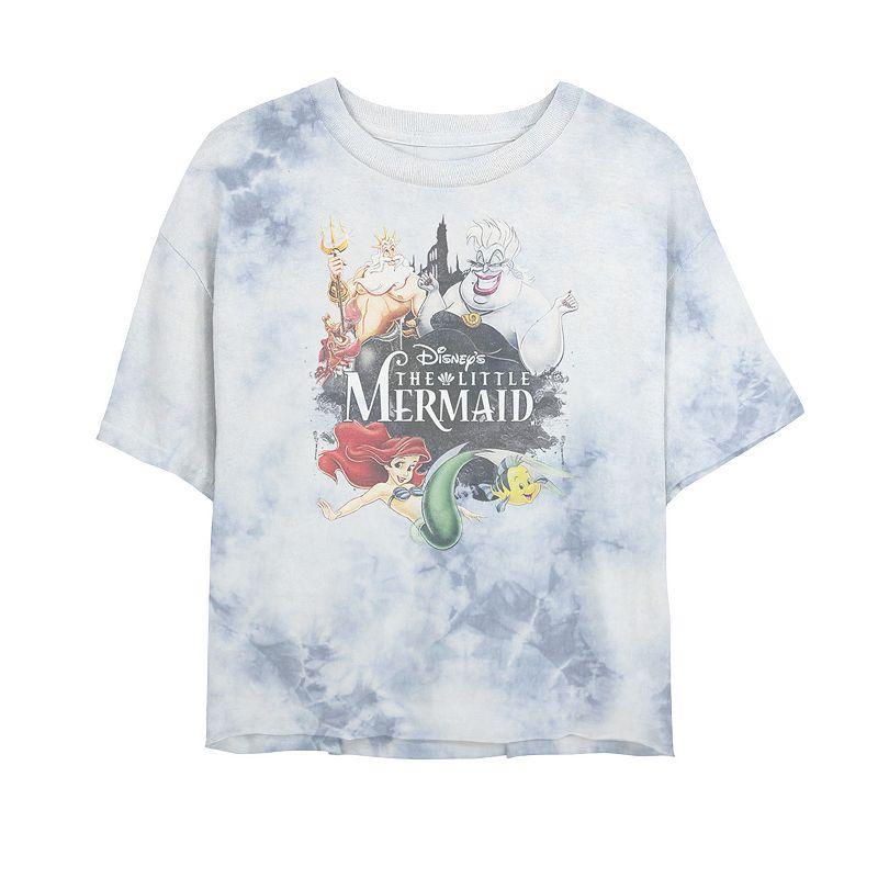 Juniors Disney Princess The Little Mermaid Movie Cover Bombard Wash Crop Graphic Tee, Womens Product Image