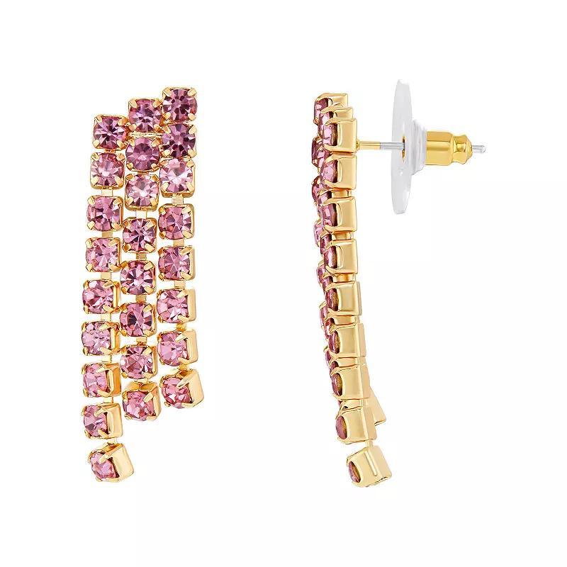 Emberly Gold Tone Triple Strand Drop Earrings, Womens, Yellow Gold Tone Pink Product Image