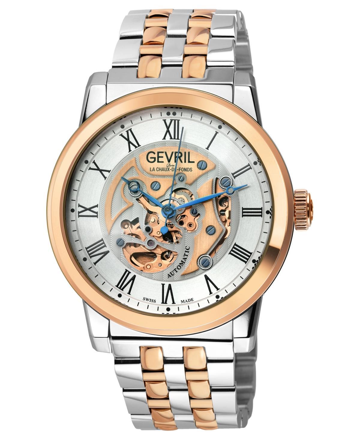 Gevril Mens Vanderbilt Swiss Automatic Two-Tone Stainless Steel Watch 47mm - Silver Product Image