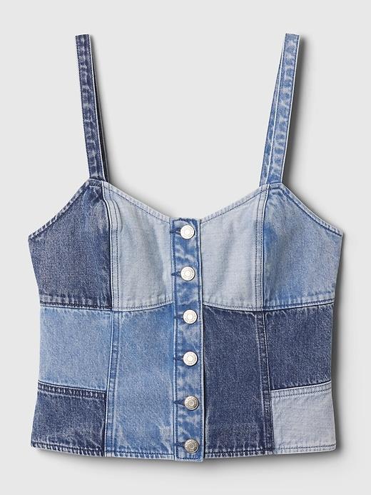 Patchwork Denim Corset Top Product Image