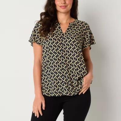 Liz Claiborne Womens Split Crew Neck Short Sleeve T-Shirt Product Image