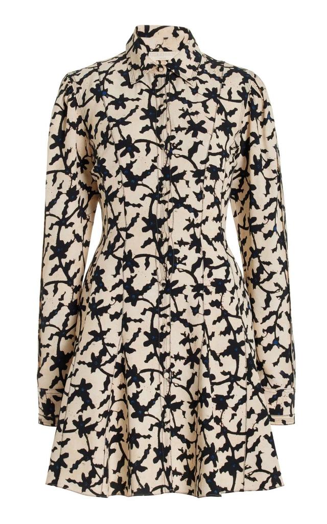 ULLA JOHNSON Roanne Tie-detailed Mini Shirt Dress In Neutrals Product Image