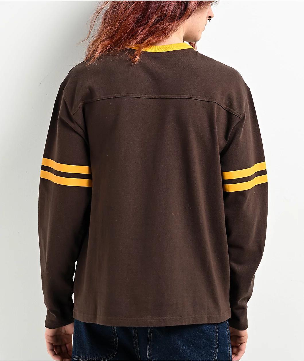 HUF Fuck It Brown & Yellow Long Sleeve Football Shirt Product Image