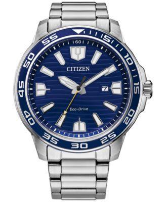 Citizen Mens Sport Silver-Tone Stainless Steel Bracelet Watch 45mm Product Image