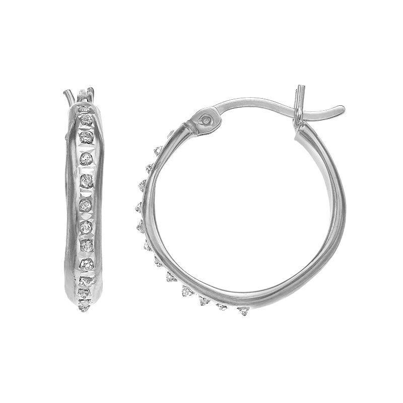 Diamond Mystique Sterling Silver Diamond Accent Round Shape Hoop Earrings, Womens, White Product Image