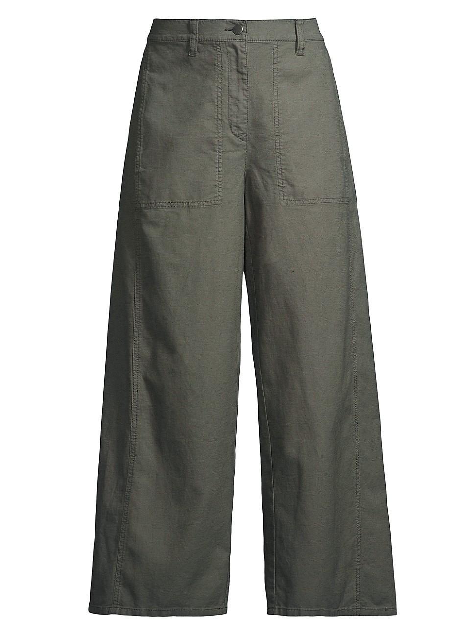 Womens Cotton-Blend Wide-Leg Pants Product Image