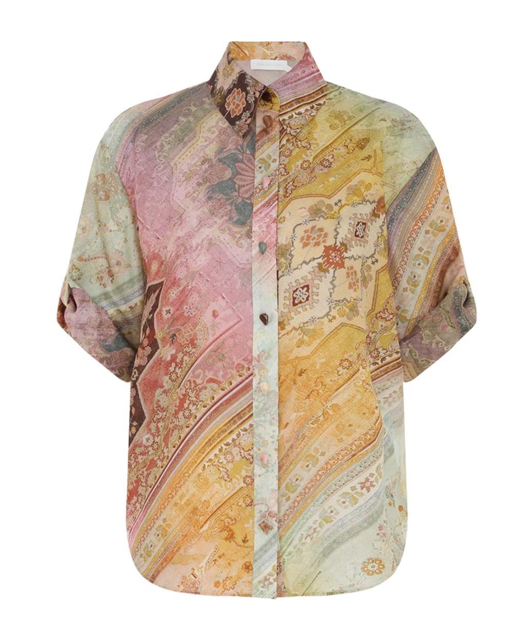 ZIMMERMANN Womens Ombre Multi Tallow Relaxed-fit Floral-print Silk Shirt Product Image